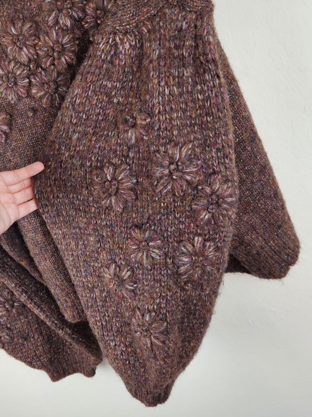 dRA Anthropologie Cynthia Floral Wool Blend Puff Sleeve Sweater Brown sz L - Picture 6 of 10